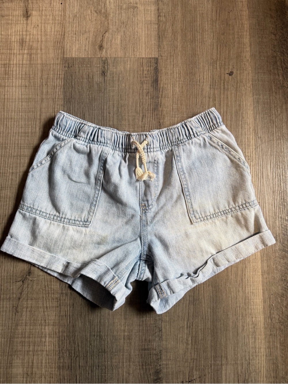 Cat & Jack Light Blue Denim Drawstring Girl Shorts